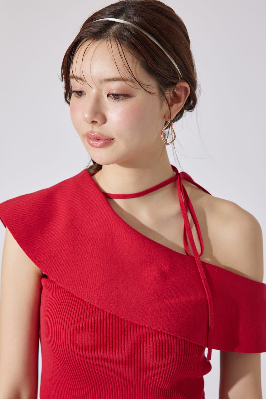 rienda「ワンショルダーニットトップス」|シャツ・ブラウス|