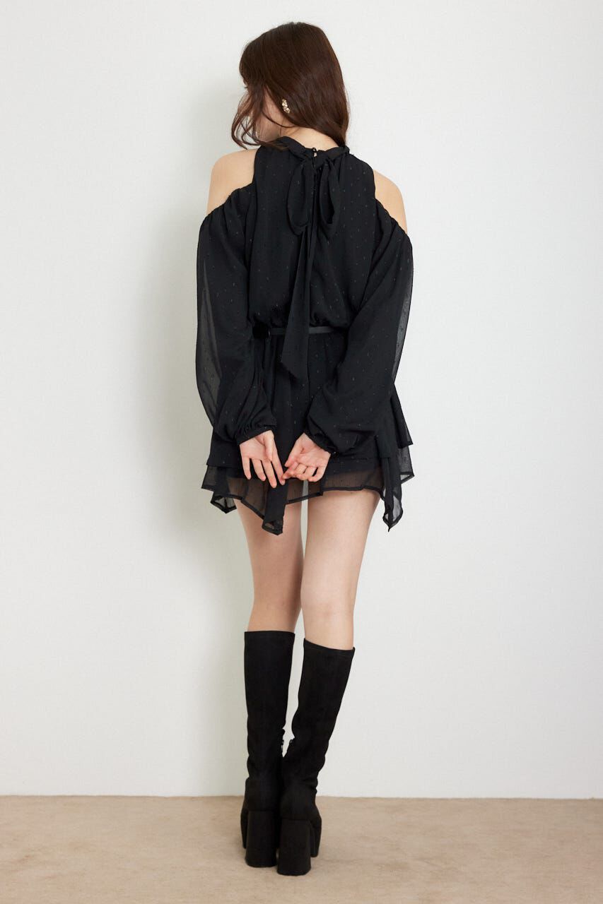 rienda「ベルト付きボリュームシフォンミニワンピース」|ワンピース|