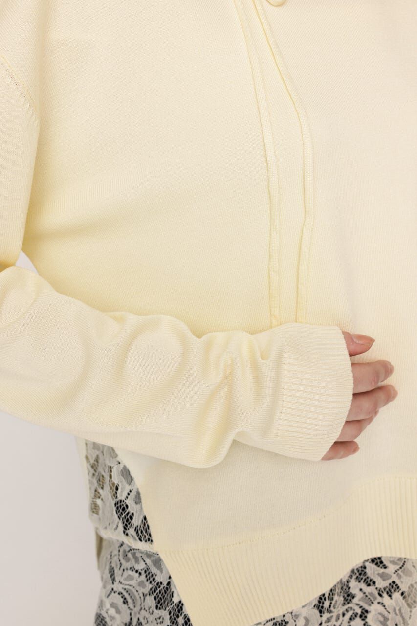 SLY「LACE TRIM V NECK KNIT トップス」|ニット・セーター|