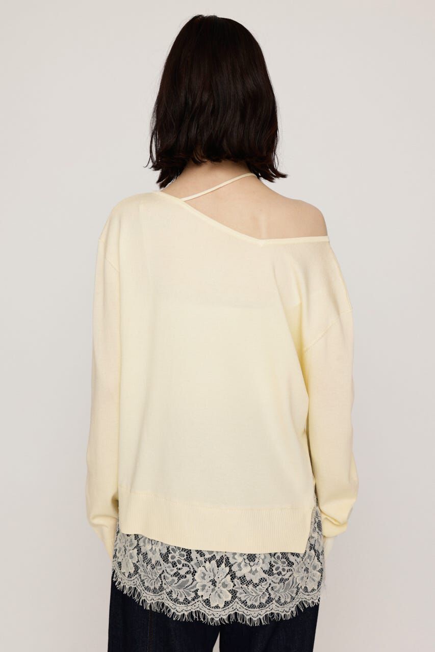 SLY「LACE TRIM V NECK KNIT トップス」|ニット・セーター|