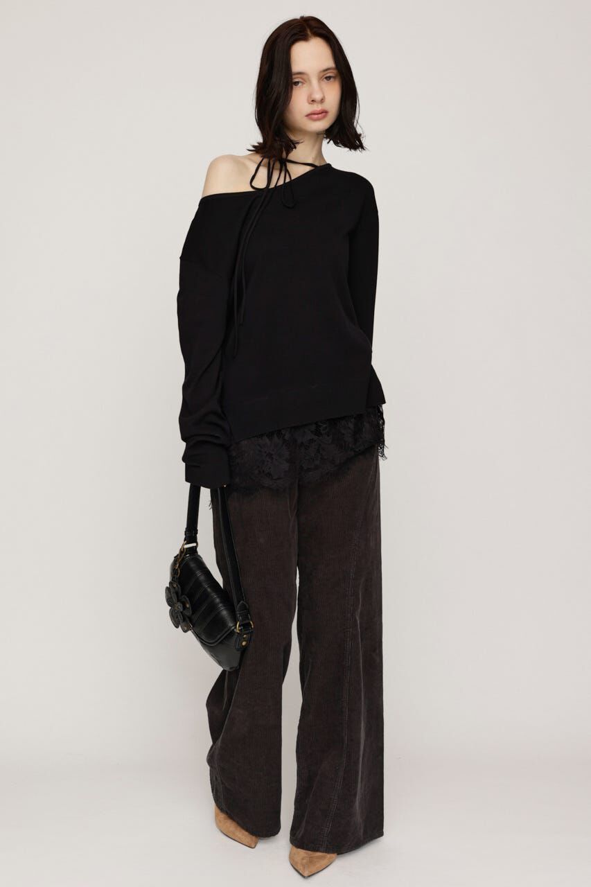 SLY「LACE TRIM V NECK KNIT トップス」|ニット・セーター|