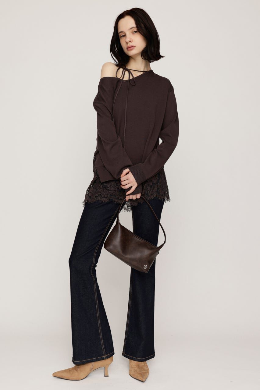 SLY「LACE TRIM V NECK KNIT トップス」|ニット・セーター|