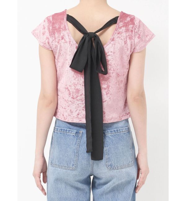 LAGUNAMOON「バックリボンベロアトップス」|Tシャツ・カットソー|