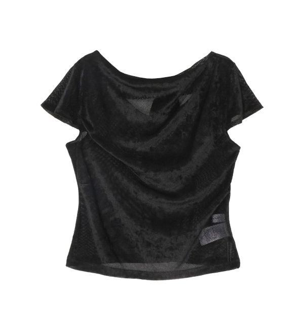 LAGUNAMOON「バックリボンベロアトップス」|Tシャツ・カットソー|