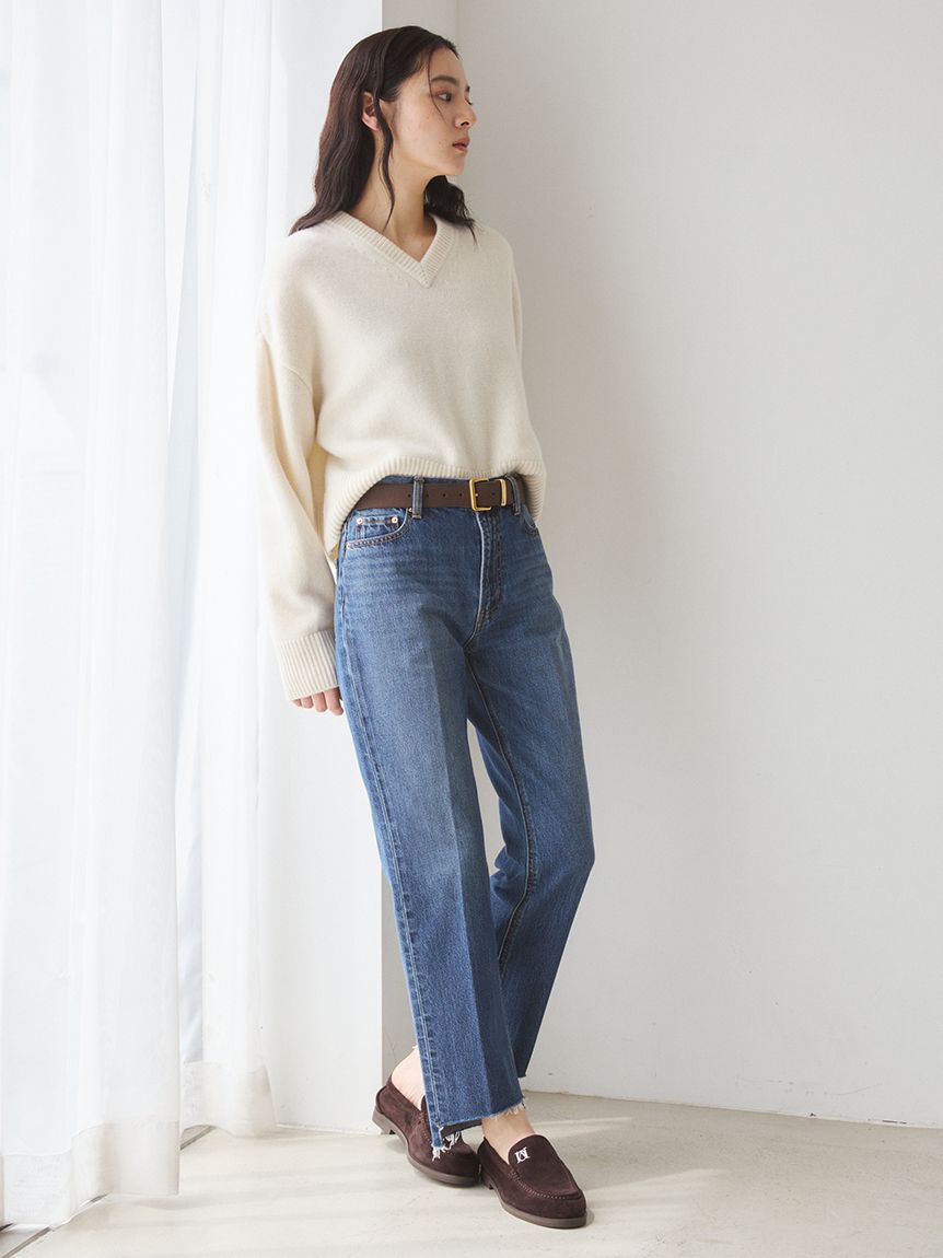 Mila Owen「裾段差テーパードデニムパンツ」|デニム|