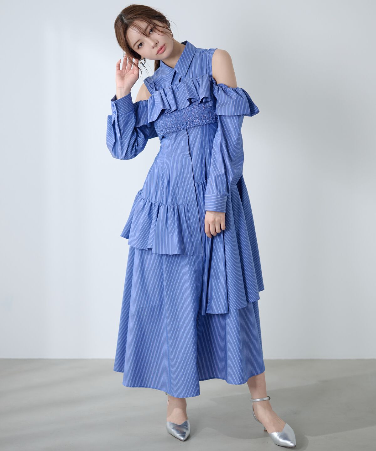 アンドクチュール「ベアブラウスセットワンピース」|ワンピース|Navy/borderｽﾄﾗｲﾌﾟ