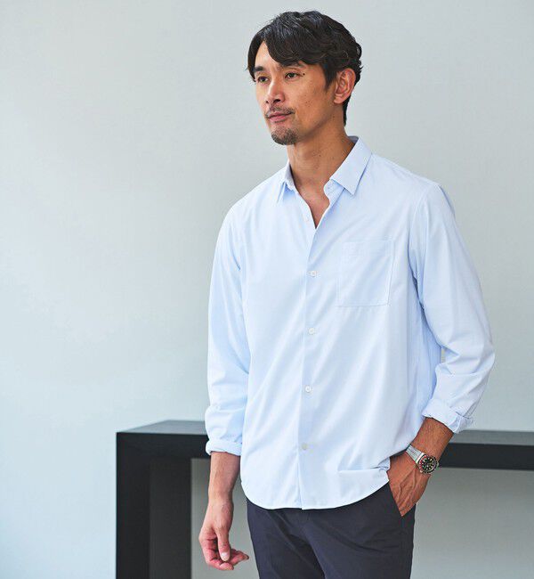 UNITED ARROWS green label relaxing「【WEB限定】JUST fit トリコット ドレープ シャツ」|シャツ・ブラウス|LT.BLUE