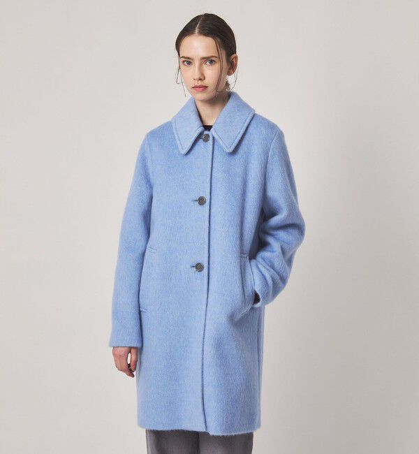 STEVEN ALAN「＜Steven Alan＞ウール モヘヤ ミックス シャギー ミドルコート」|ステンカラーコート|LT.BLUE