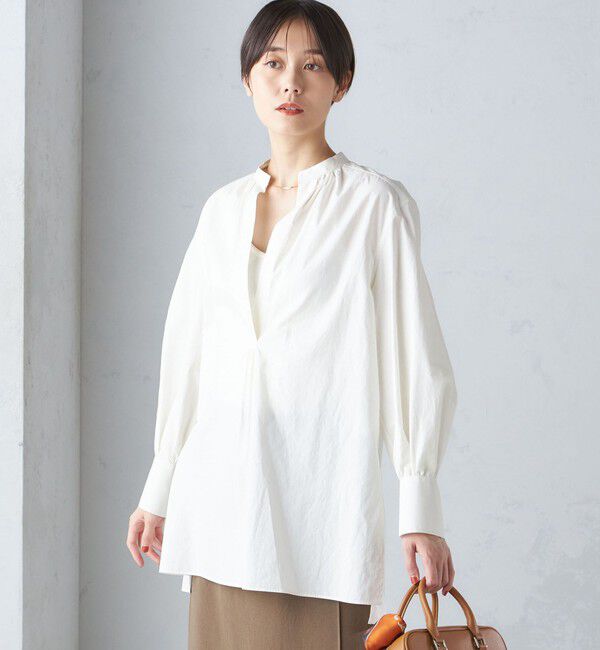 SHIPS for women「〈手洗い可能〉コットン ギャザー チュニック ブラウス」|シャツ・ブラウス|