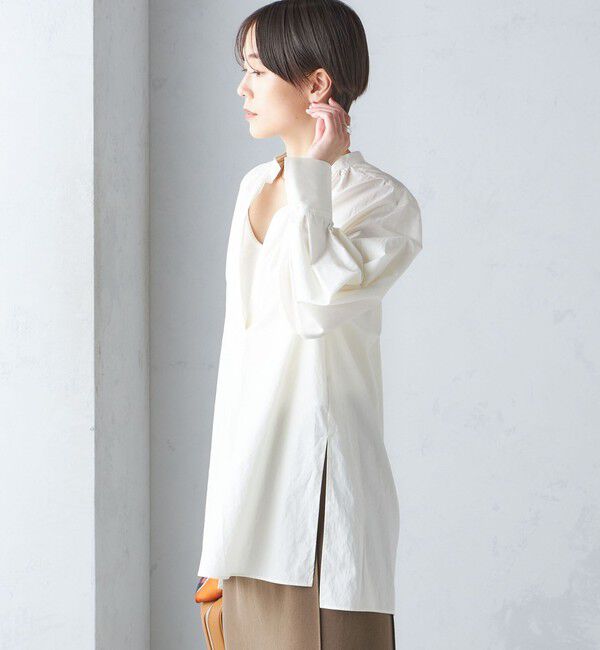 SHIPS for women「〈手洗い可能〉コットン ギャザー チュニック ブラウス」|シャツ・ブラウス|