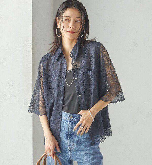 SHIPS for women「〈手洗い可能〉ラッセル レース シャツ」|シャツ・ブラウス|