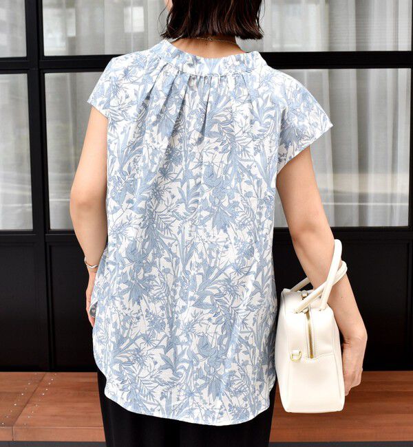 SHIPS for women「〈手洗い可能〉綿 ローン ボタニカル プリント フレンチ スリーブ ブラウス」|シャツ・ブラウス|