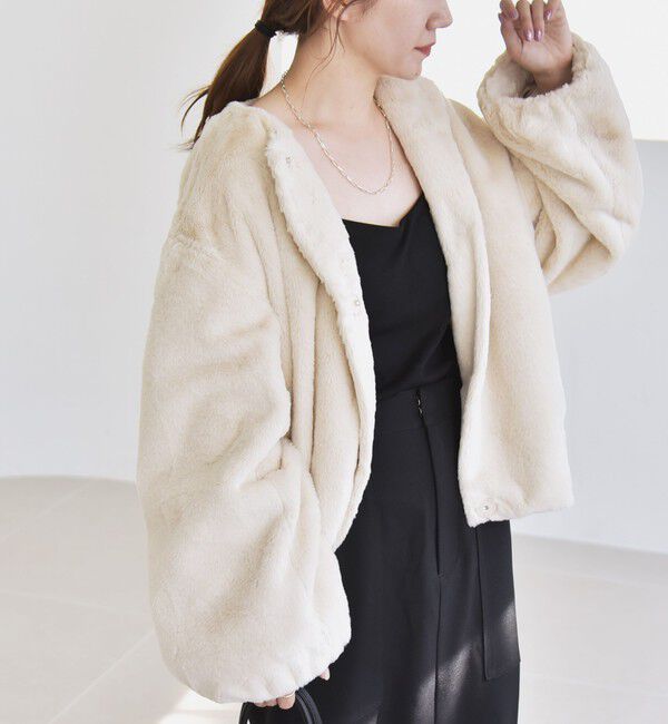 quaranciel「quaranciel: フェイクファー ノーカラー ショート ジャケット」|その他|