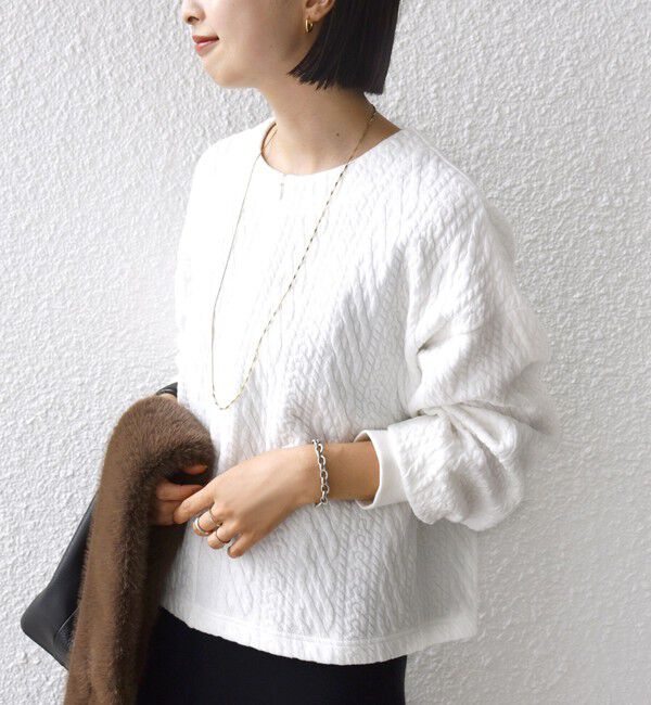 SHIPS for women「〈手洗い可能〉ケーブル ジャージー スキッパー プルオーバー」|Tシャツ・カットソー|