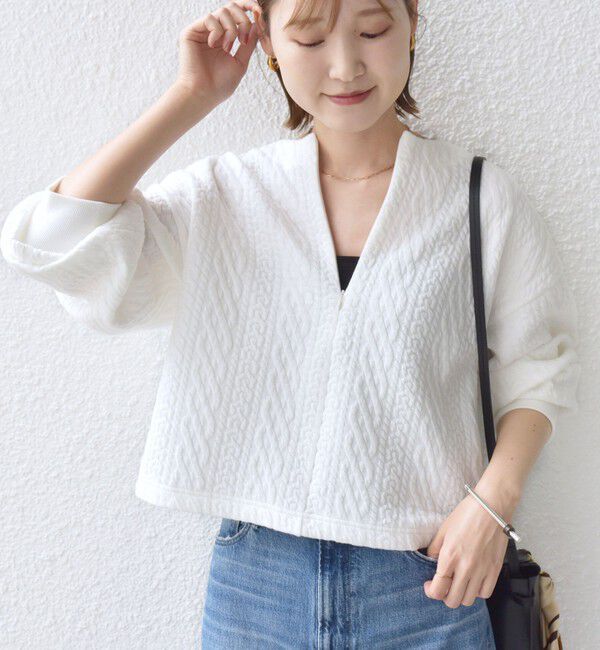 SHIPS for women「〈手洗い可能〉ケーブル ジャージー スキッパー プルオーバー」|Tシャツ・カットソー|