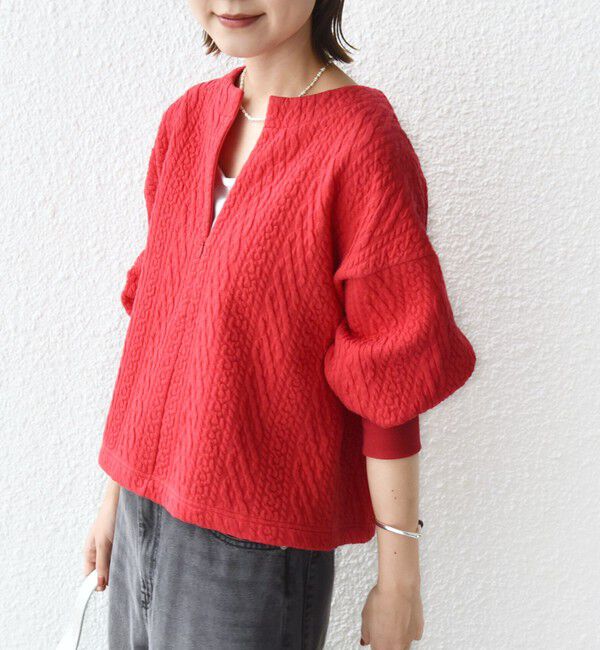 SHIPS for women「〈手洗い可能〉ケーブル ジャージー スキッパー プルオーバー」|Tシャツ・カットソー|