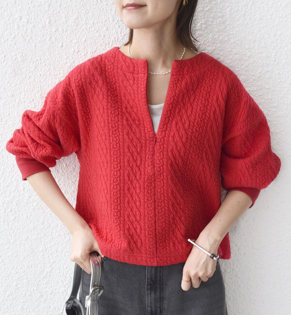 SHIPS for women「〈手洗い可能〉ケーブル ジャージー スキッパー プルオーバー」|Tシャツ・カットソー|