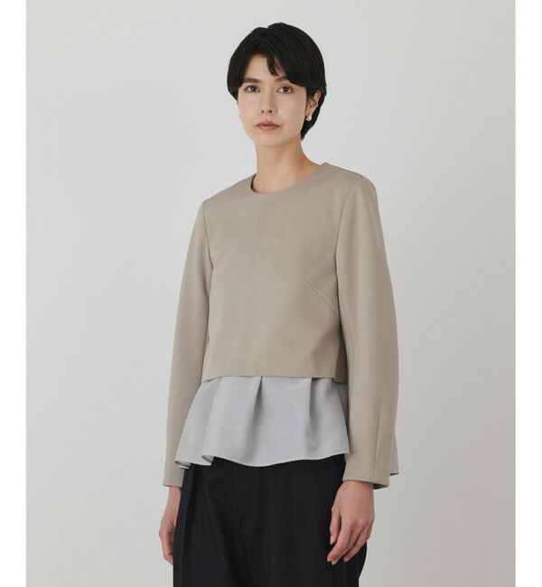 GRACE CONTINENTAL「シアーフレアカットトップ」|Tシャツ・カットソー|ベージュ