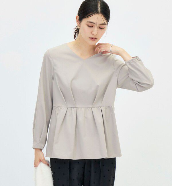 NOLLEY'S「《セットアップ対応》ウォッシャブルハイスペックTRペプラムブラウス」|シャツ・ブラウス|