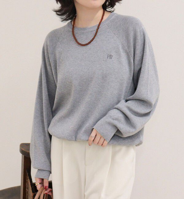 fredy emue「FR刺しゅうドロストスウェットニット」|ニット・セーター|グレー