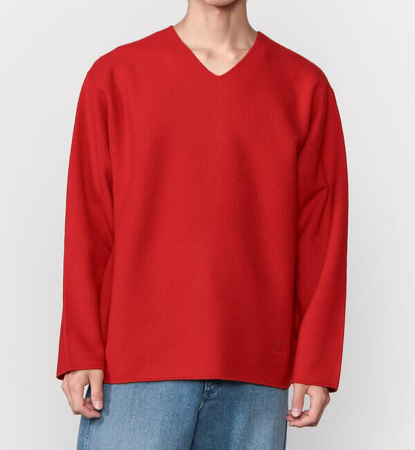 ORCIVAL「ORCIVAL | ウールジャージー Vネックニットプルオーバー MEN」|ニット・セーター|RED