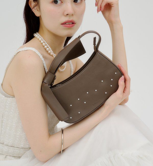  「【lilium by lily】リボンパール2wayBAG」|トートバッグ|ブラウン