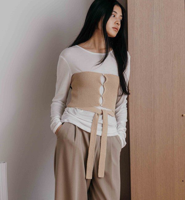  「〈NUE〉ホックニットビスチェ」|ニット・セーター|ベージュ