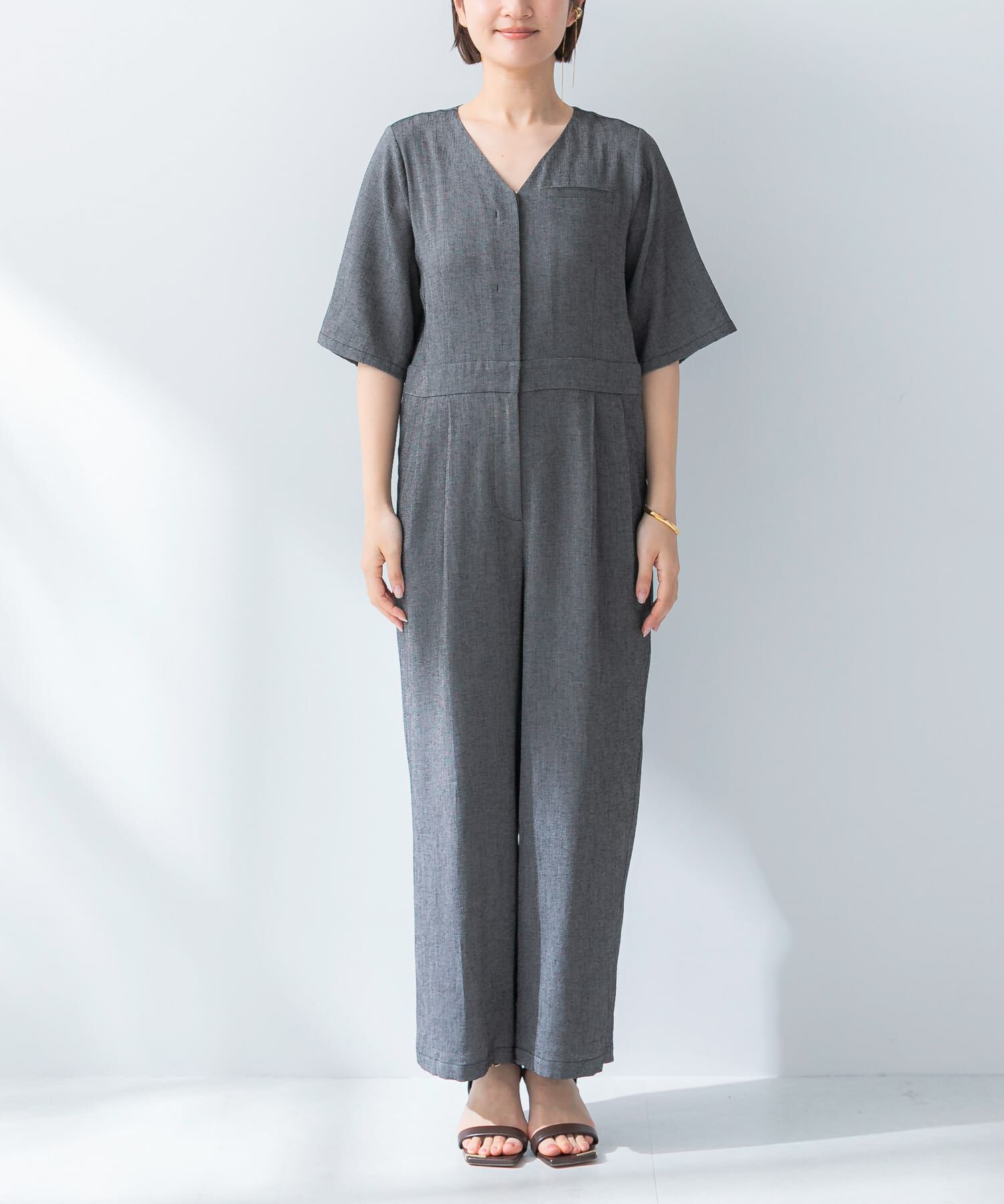 URBAN RESEARCH ROSSO「リネンライク5分袖オールインワン」|オールインワン|