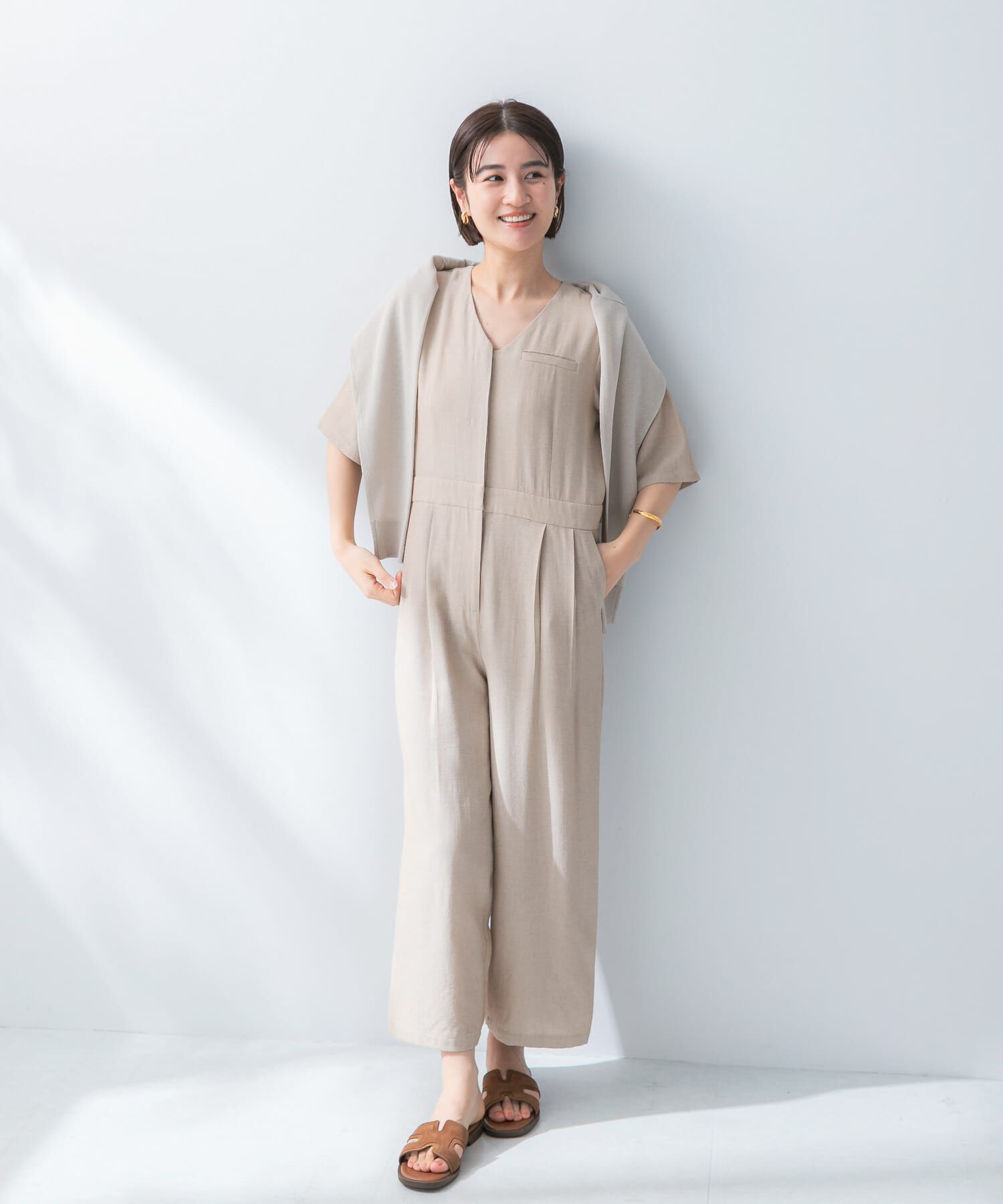 URBAN RESEARCH ROSSO「リネンライク5分袖オールインワン」|オールインワン|