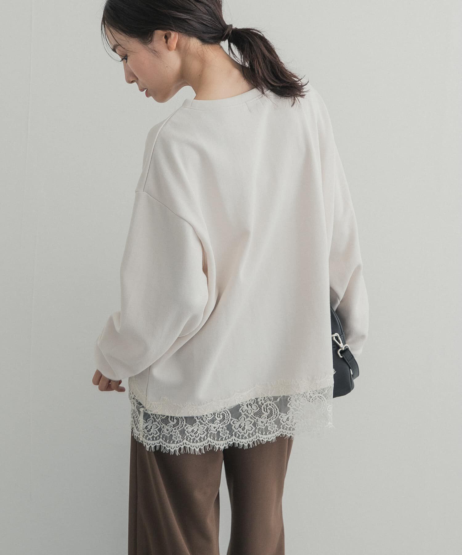 URBAN RESEARCH DOORS「ダブルフェイス裾レースプルオーバー 26AW」|Tシャツ・カットソー|