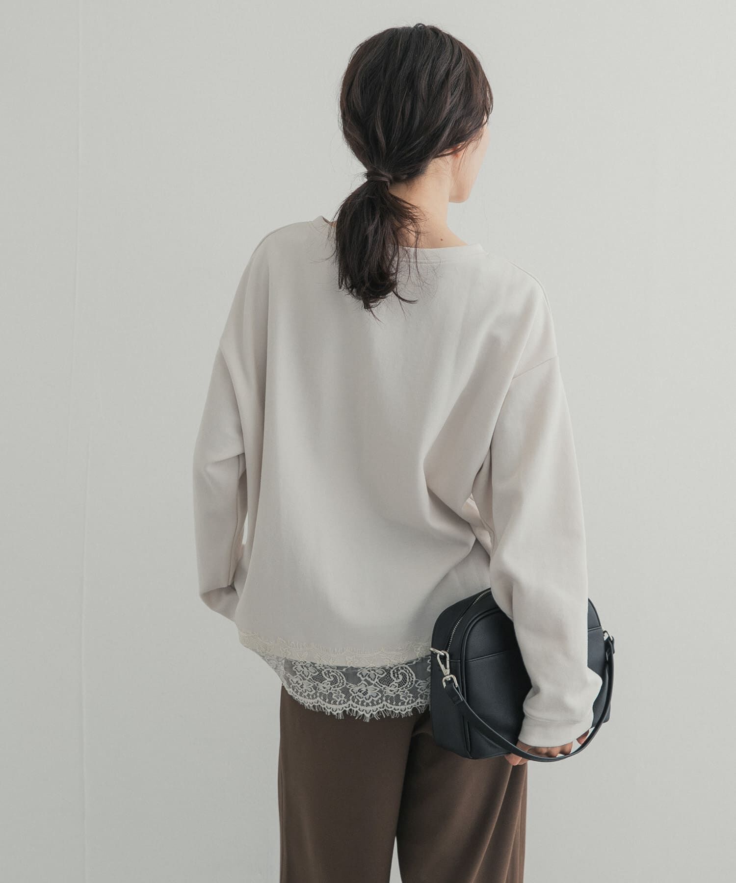 URBAN RESEARCH DOORS「ダブルフェイス裾レースプルオーバー 26AW」|Tシャツ・カットソー|