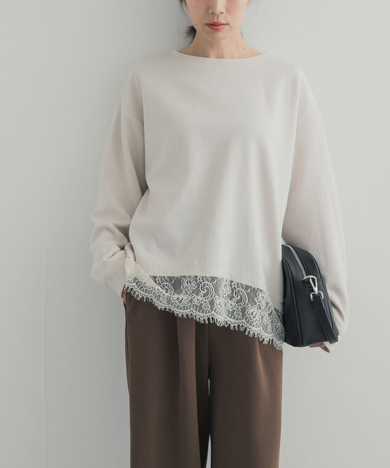 URBAN RESEARCH DOORS「ダブルフェイス裾レースプルオーバー 26AW」|Tシャツ・カットソー|