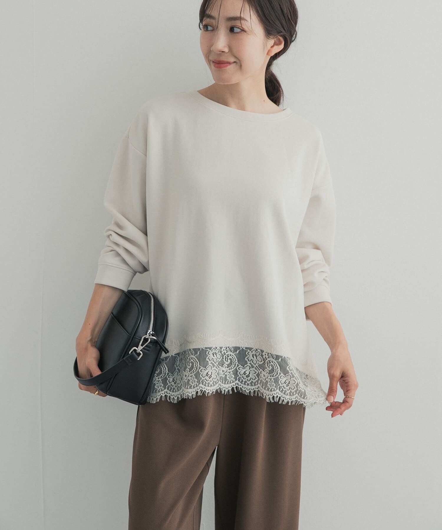 URBAN RESEARCH DOORS「ダブルフェイス裾レースプルオーバー 26AW」|Tシャツ・カットソー|
