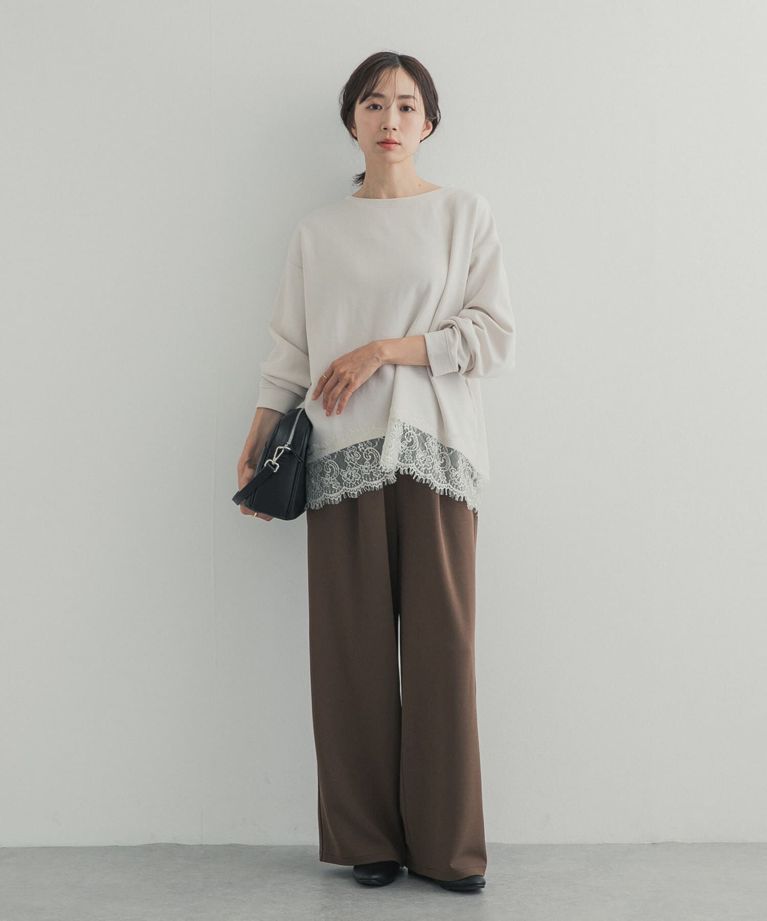 URBAN RESEARCH DOORS「ダブルフェイス裾レースプルオーバー 26AW」|Tシャツ・カットソー|