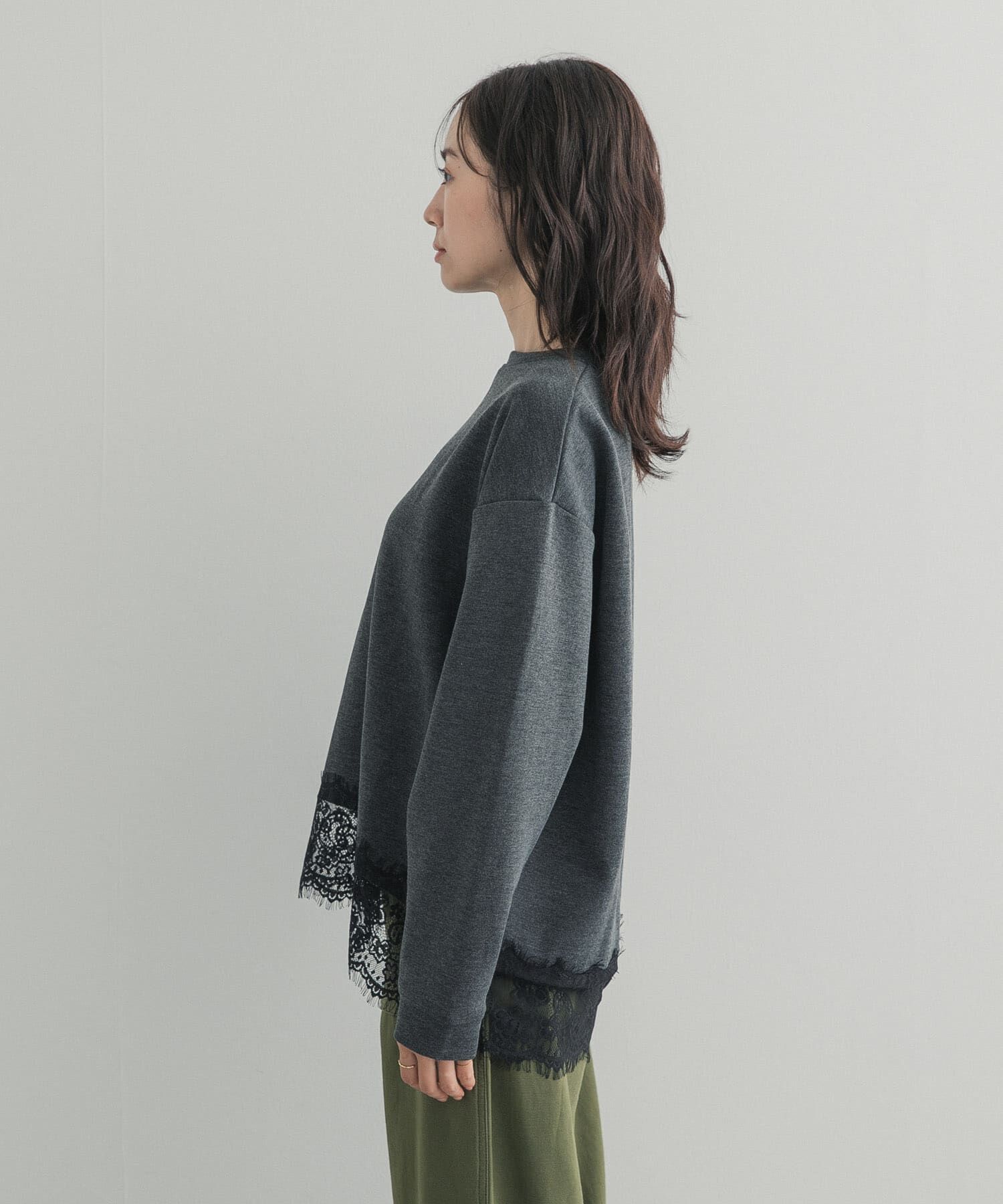 URBAN RESEARCH DOORS「ダブルフェイス裾レースプルオーバー 26AW」|Tシャツ・カットソー|