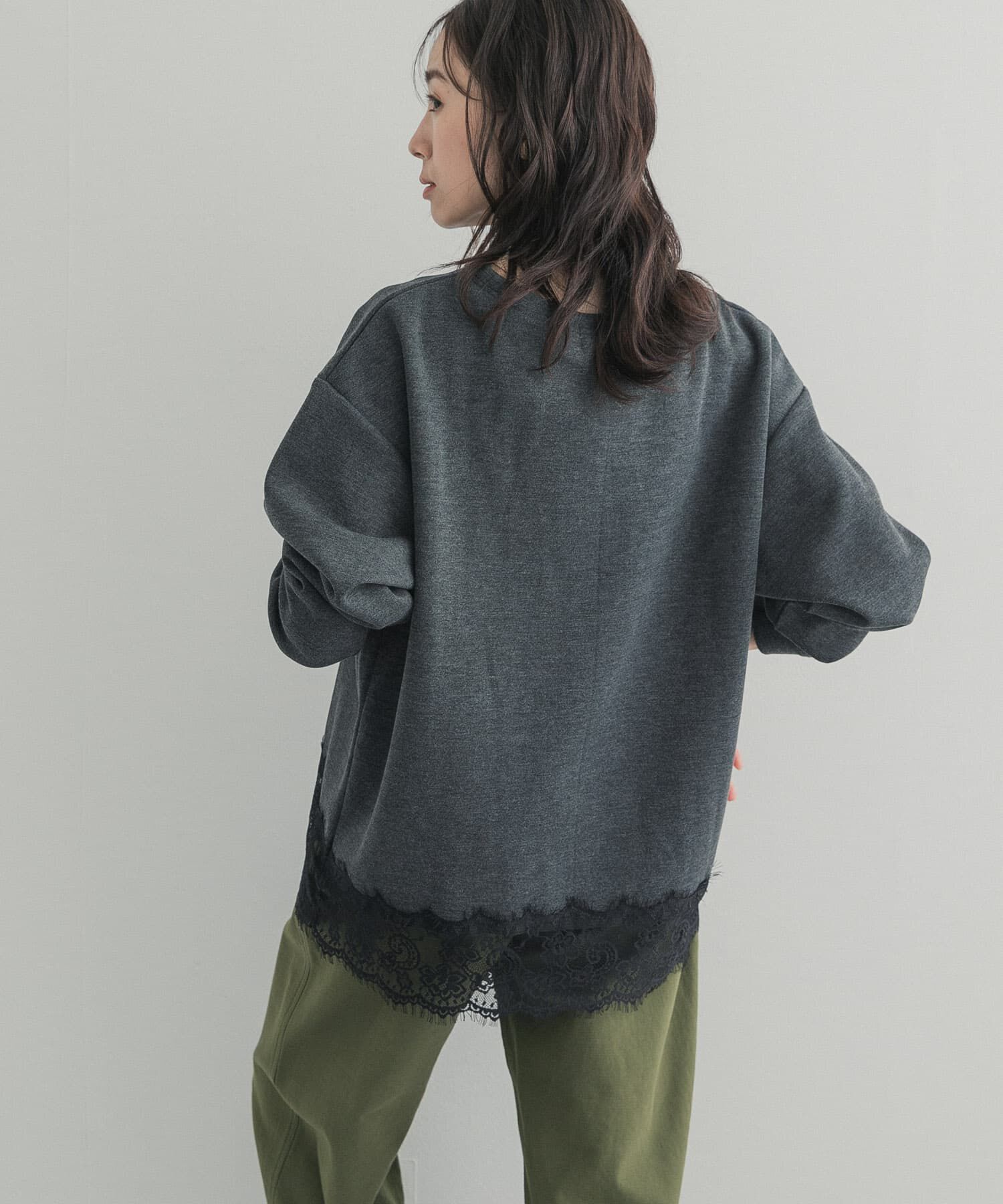 URBAN RESEARCH DOORS「ダブルフェイス裾レースプルオーバー 26AW」|Tシャツ・カットソー|