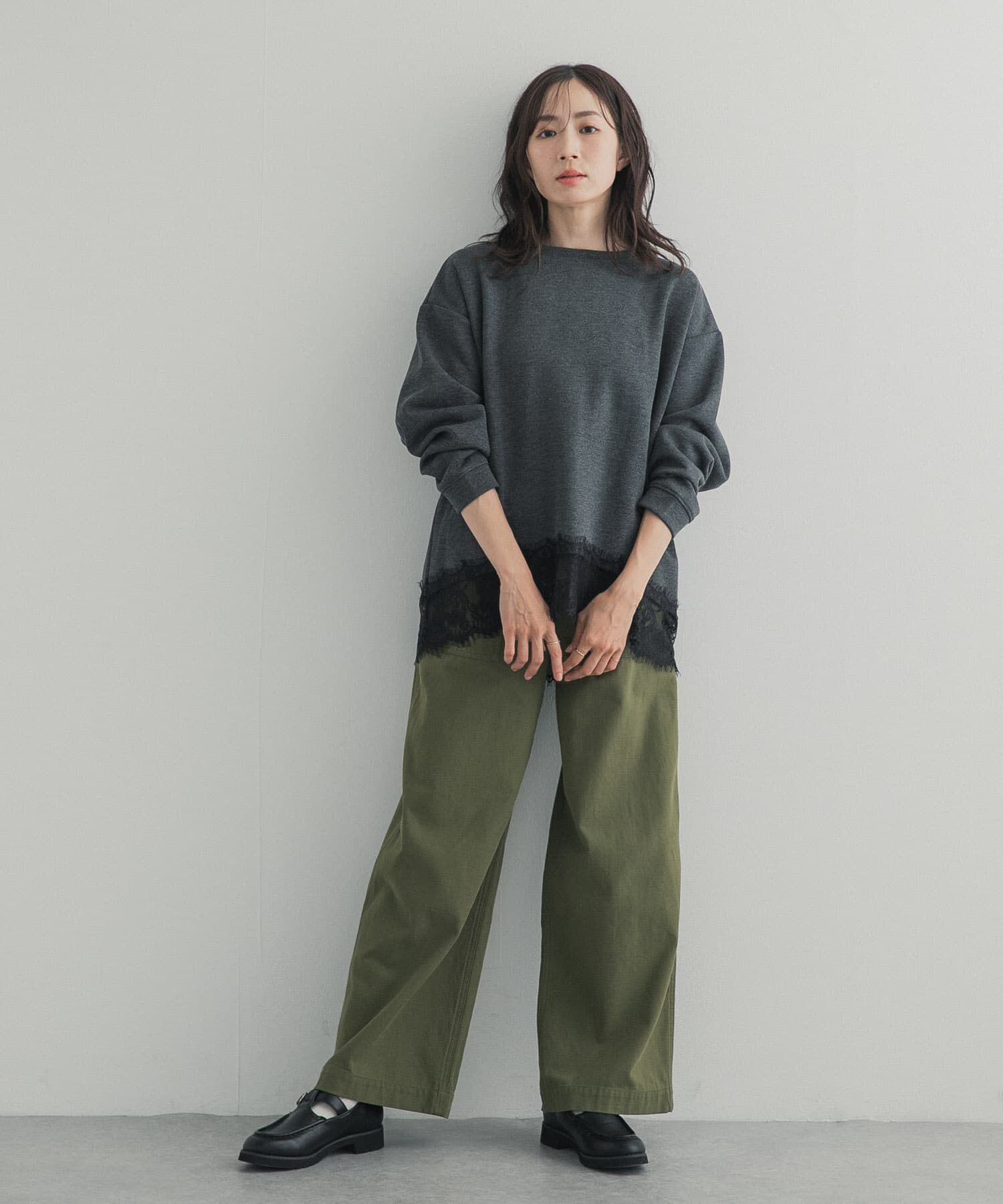 URBAN RESEARCH DOORS「ダブルフェイス裾レースプルオーバー 26AW」|Tシャツ・カットソー|