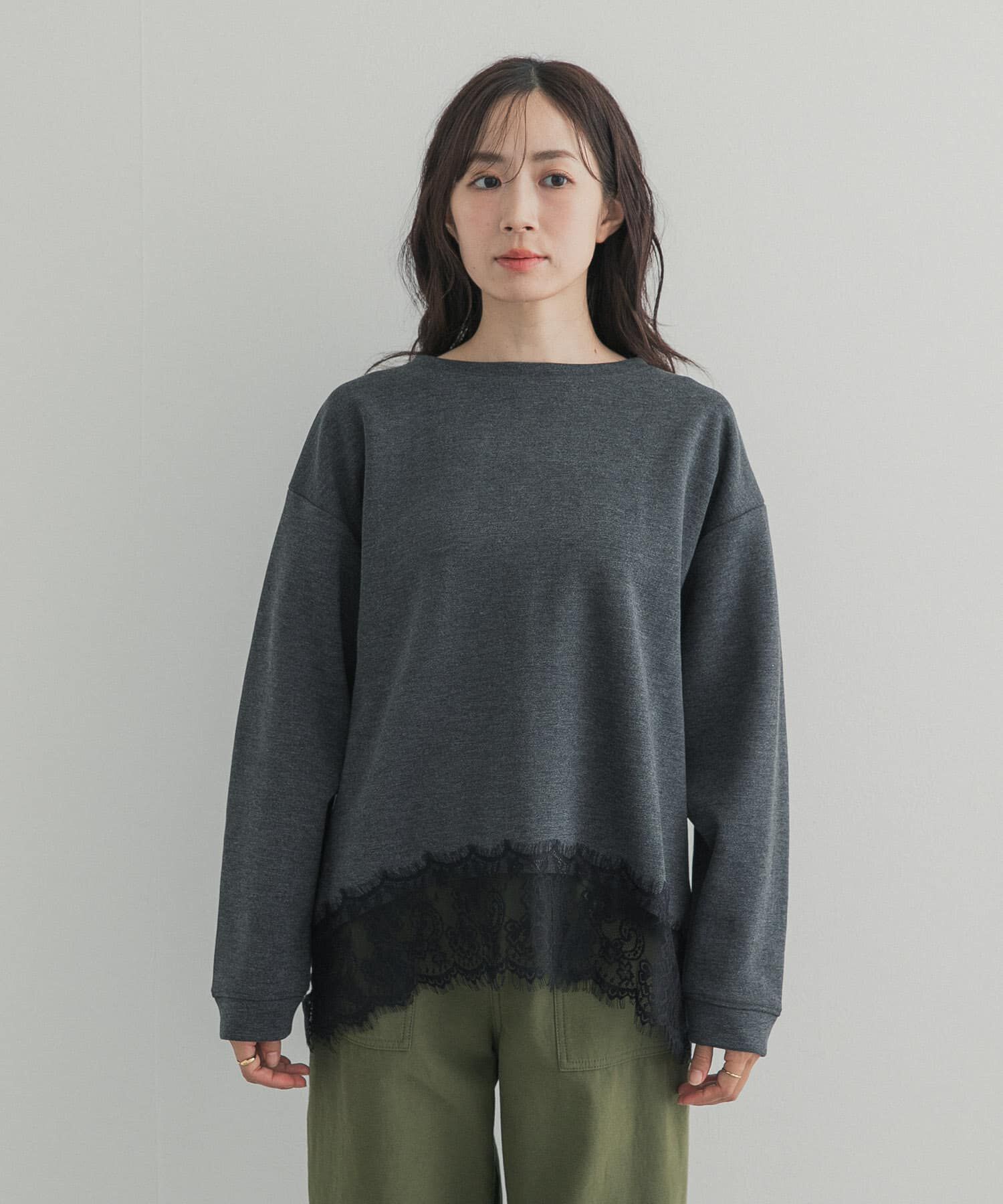 URBAN RESEARCH DOORS「ダブルフェイス裾レースプルオーバー 26AW」|Tシャツ・カットソー|