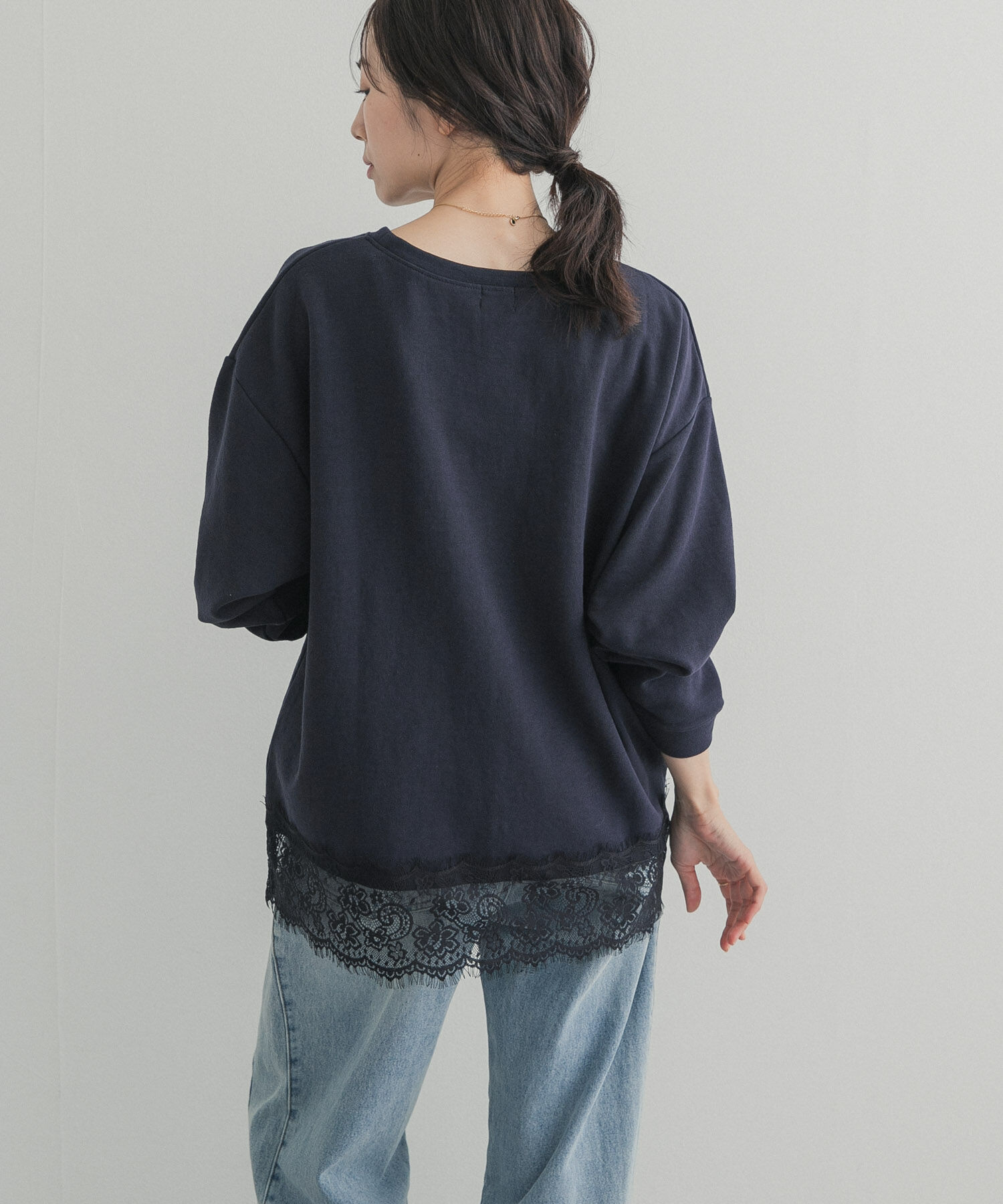 URBAN RESEARCH DOORS「ダブルフェイス裾レースプルオーバー 26AW」|Tシャツ・カットソー|