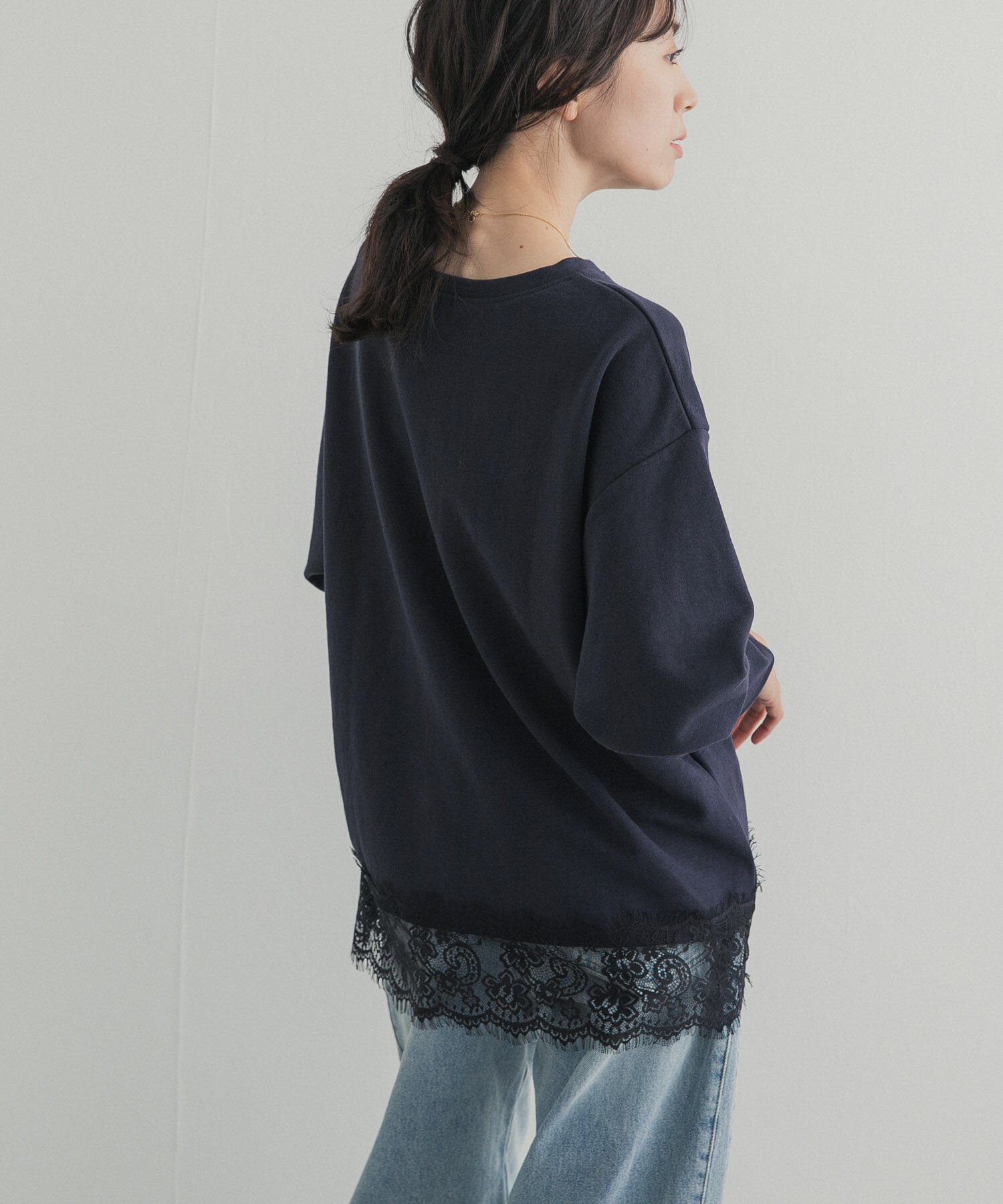 URBAN RESEARCH DOORS「ダブルフェイス裾レースプルオーバー 26AW」|Tシャツ・カットソー|