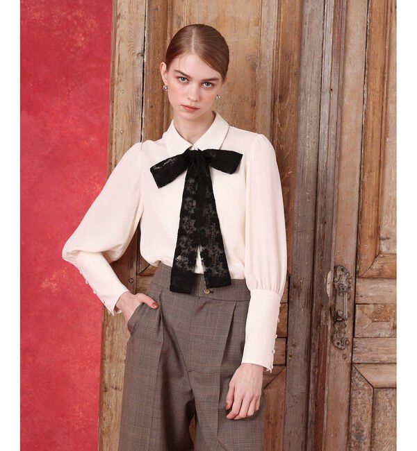LOULOU WILLOUGHBY「刺繍リボンタイブラウス」|シャツ・ブラウス|