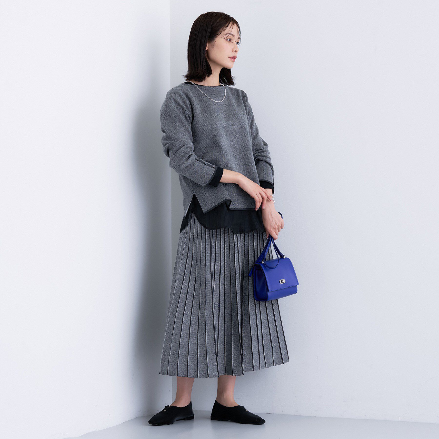 INDIVI「【洗える／SETUP可能】ジャカードニット プリーツスカート」|スカート|