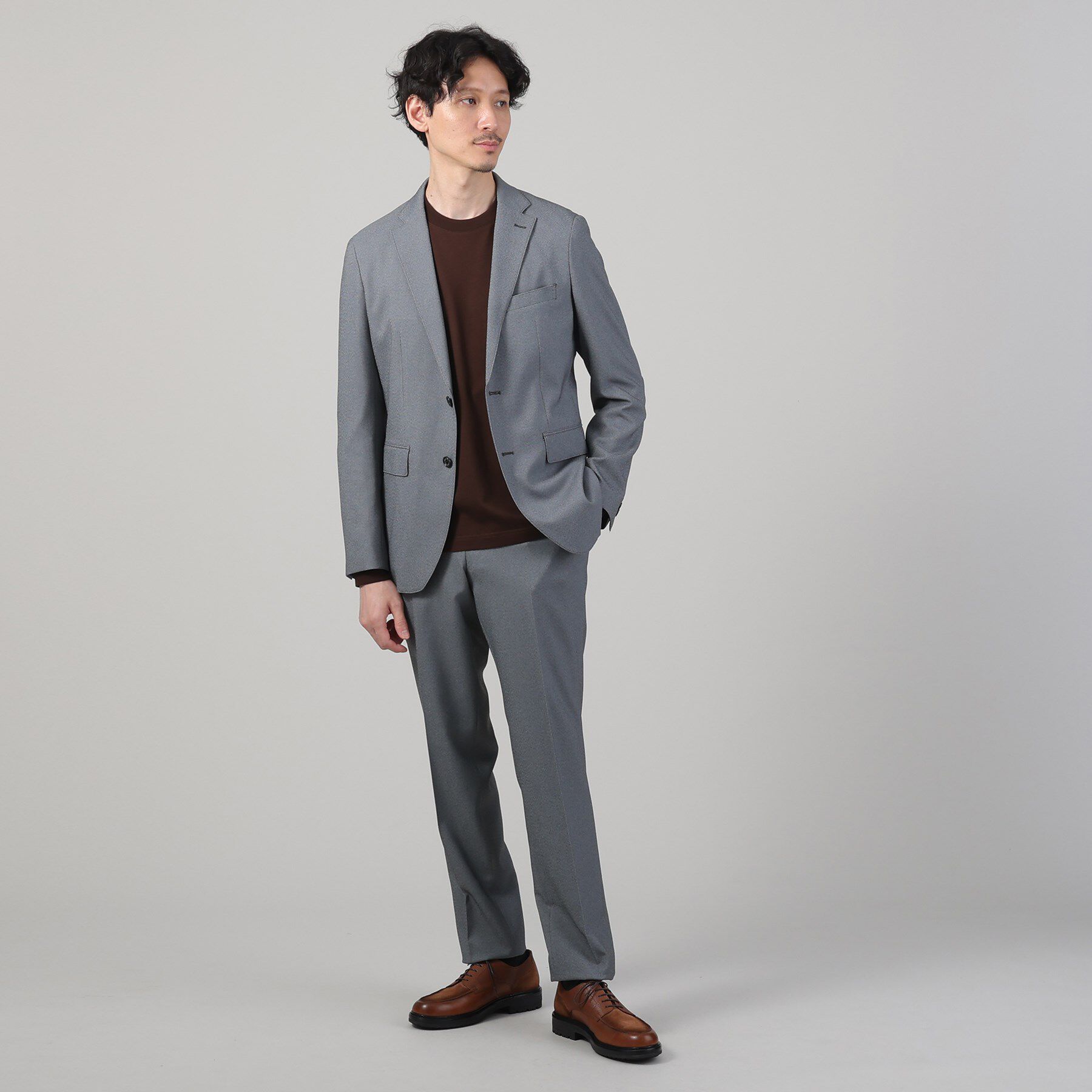 TAKEO KIKUCHI「【ONOFF/セットアップ対応】メランジ シャークスキン ストレッチジャケット」|テーラードジャケット|