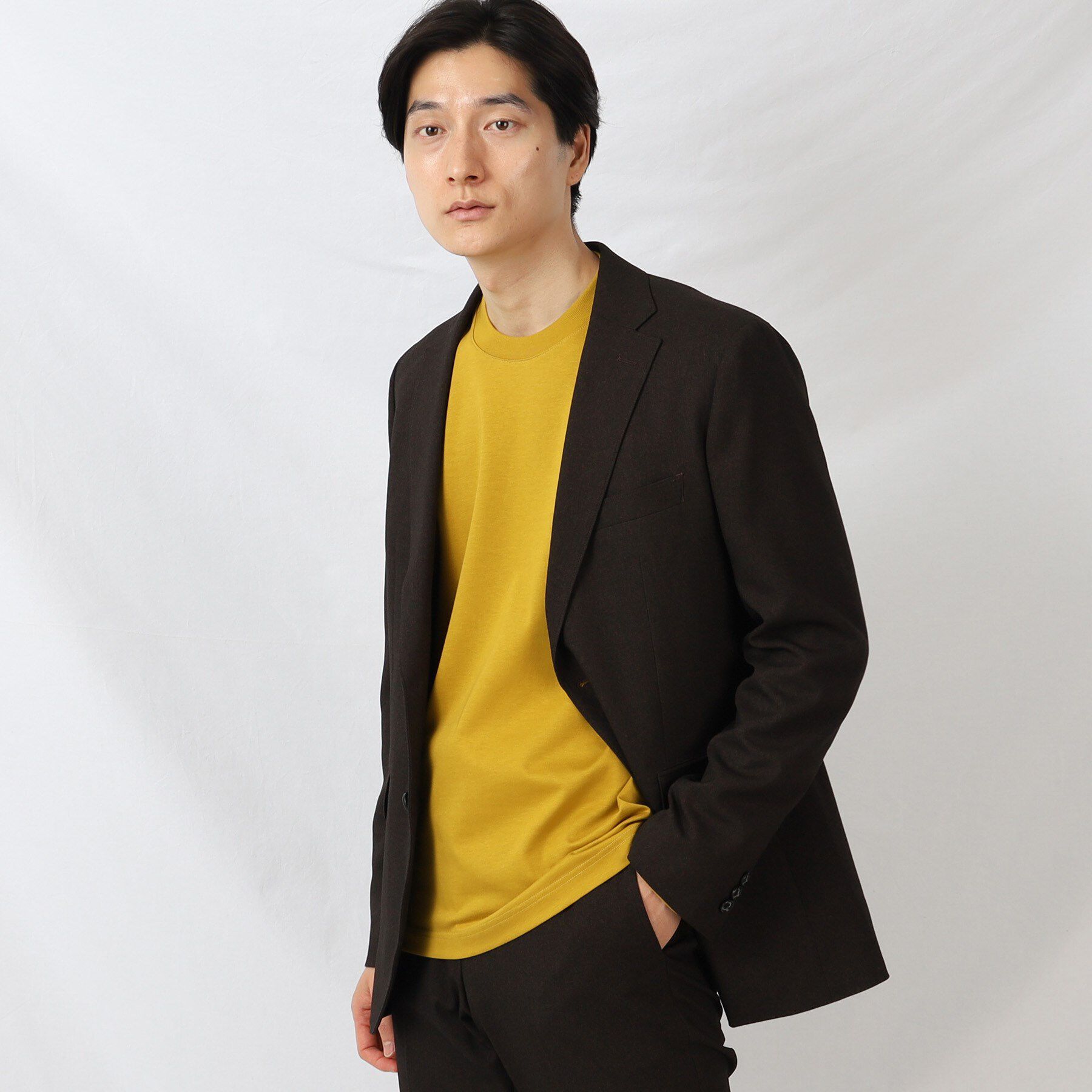 TAKEO KIKUCHI「【ONOFF/セットアップ対応】メランジ シャークスキン ストレッチジャケット」|テーラードジャケット|