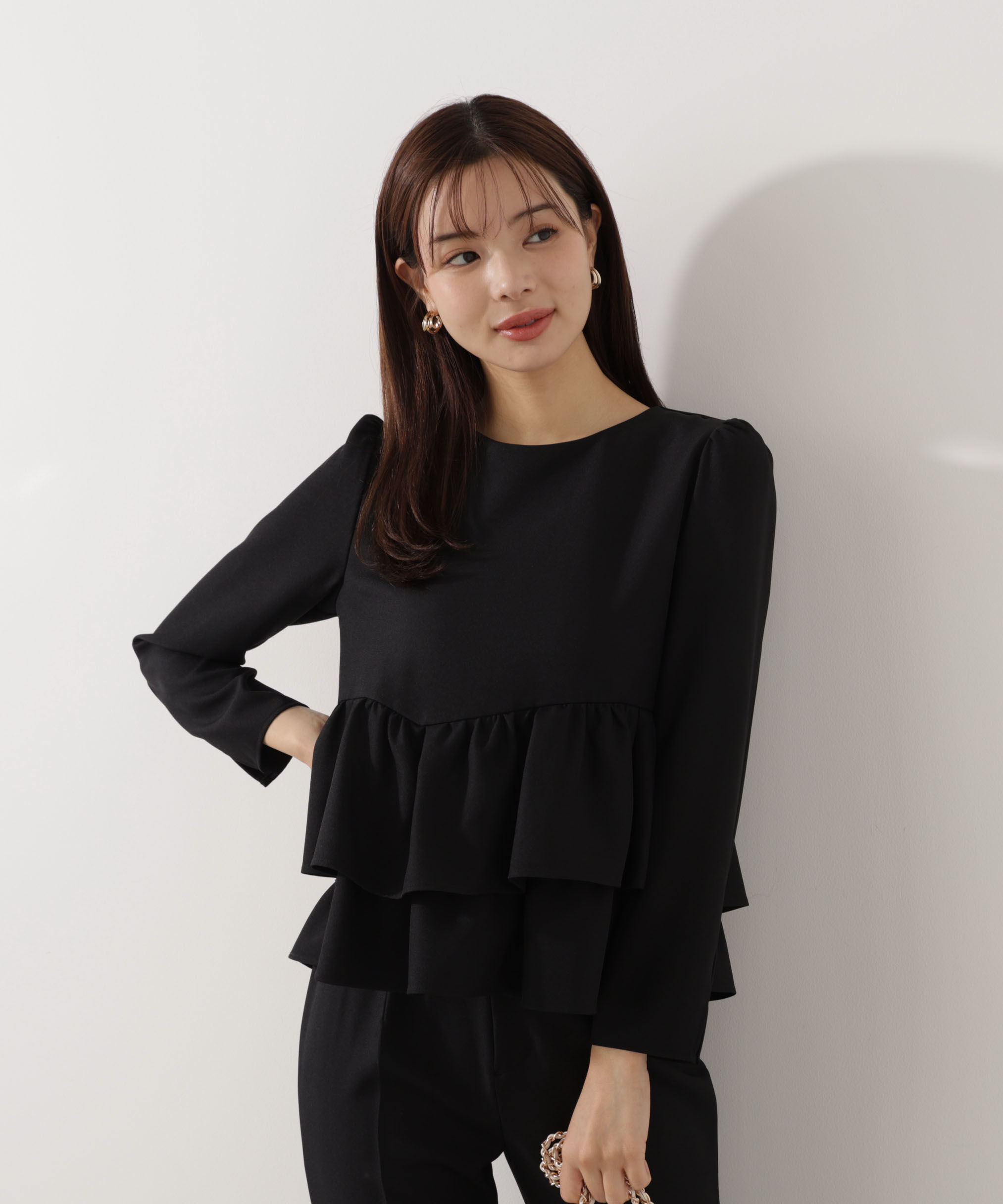 PROPORTION BODY DRESSING「＜ウォッシャブル＞ランダムヘムペプラムブラウス」|シャツ・ブラウス|