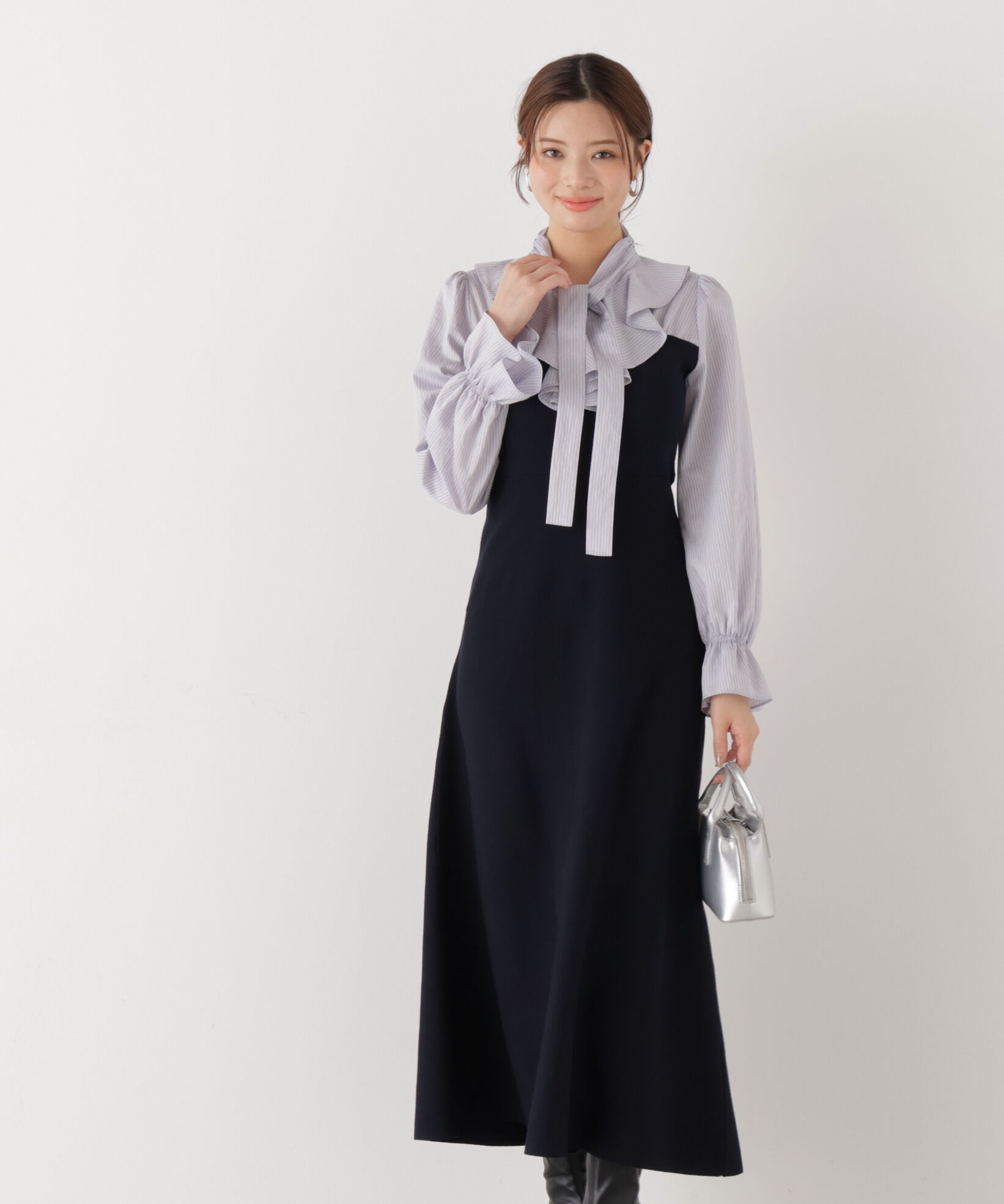 PROPORTION BODY DRESSING「《EDIT COLOGNE》ラッフルタイドッキングワンピース　26SS」|ワンピース|