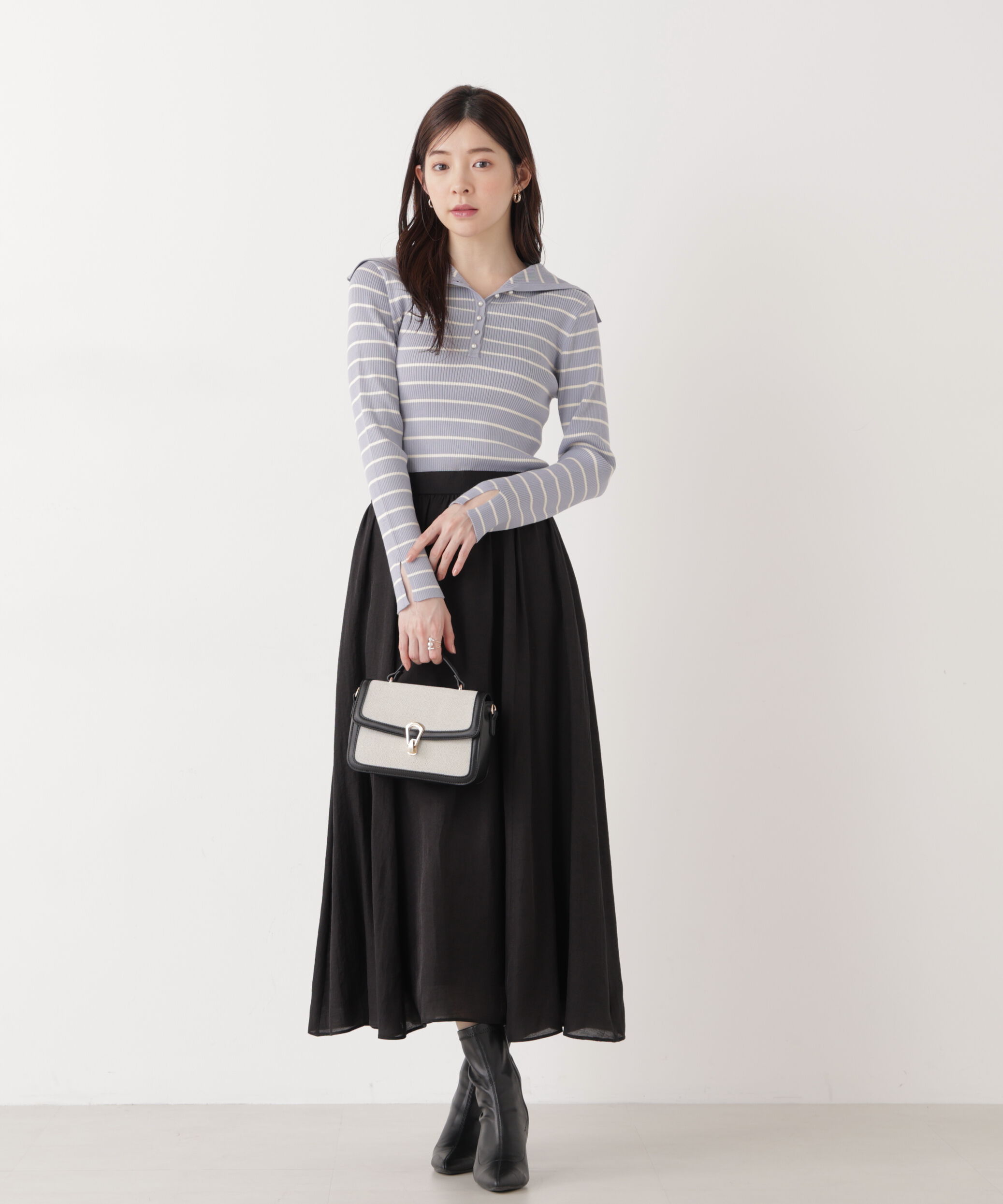 PROPORTION BODY DRESSING「〈a/mie〉ビッグカラーリブニット　　26SS」|カーディガン|