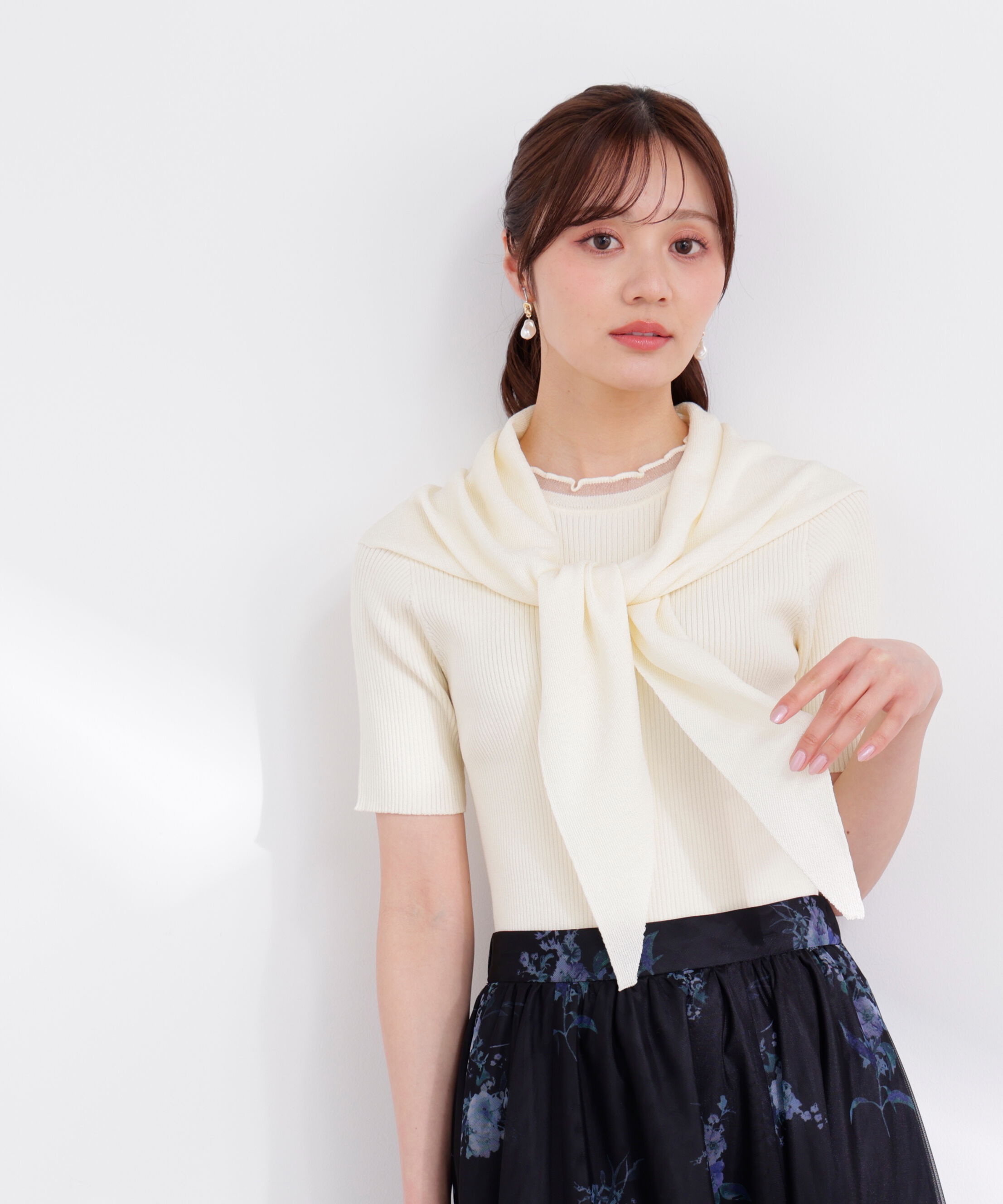 PROPORTION BODY DRESSING「トライアングルスカーフ付きニット 26SS」|ニット・セーター|