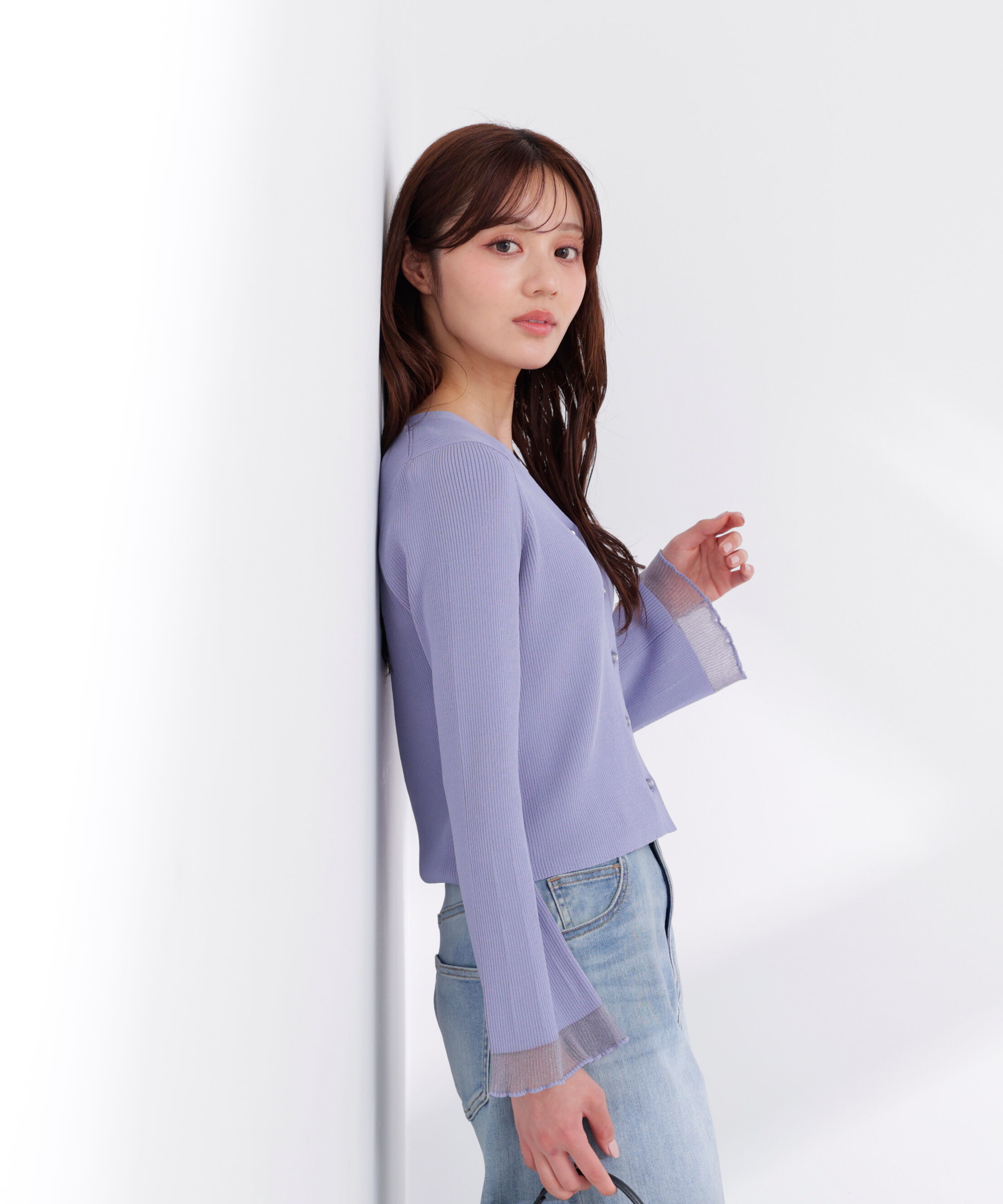 PROPORTION BODY DRESSING「部分シアーリブカーディガン 26SS」|カーディガン|