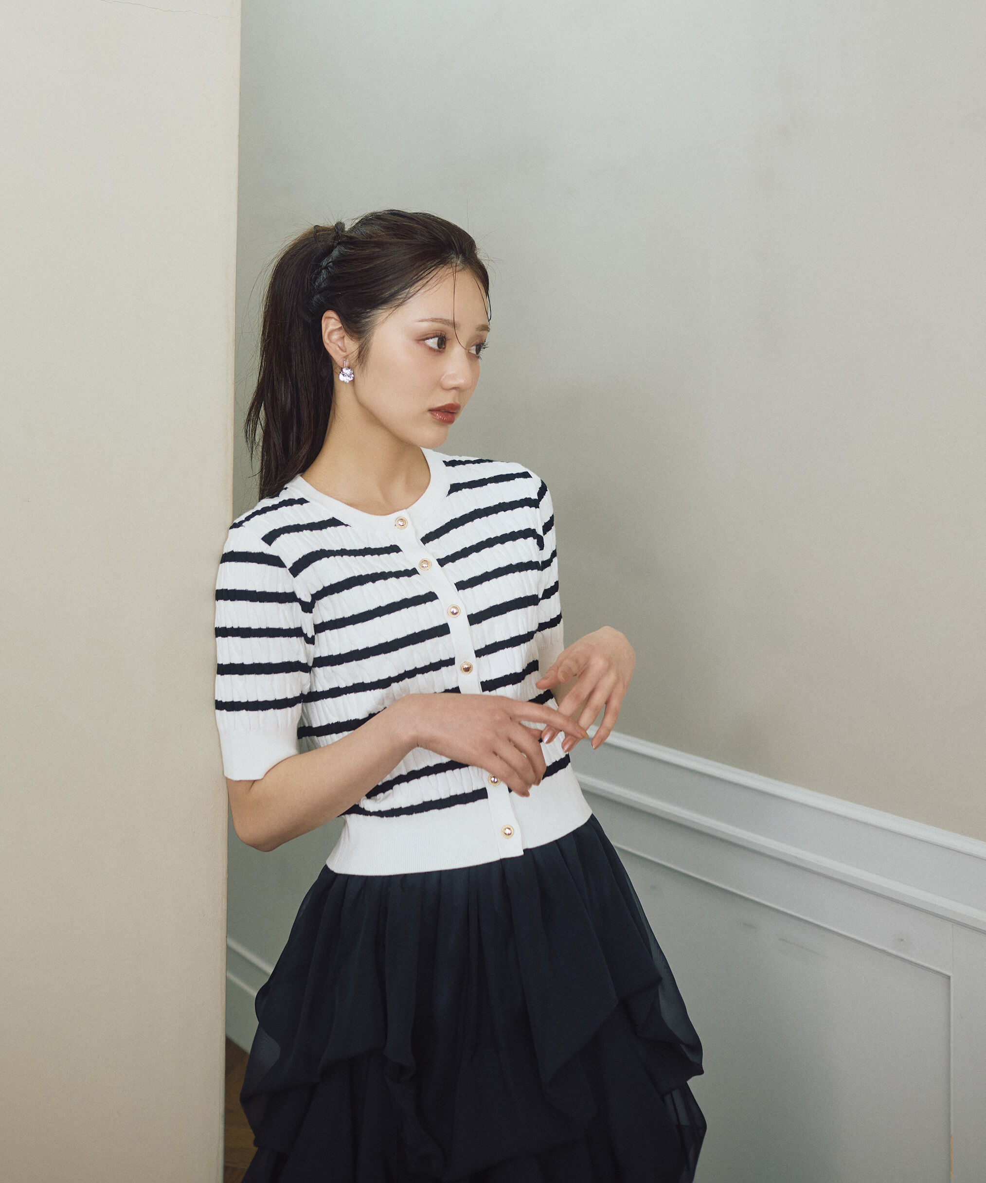 PROPORTION BODY DRESSING「＜山内ともなさんコラボ＞ケーブルカーディガン 26SS」|カーディガン|